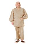 紬（つむぎ）織作務衣 141-1903R  金茶　L