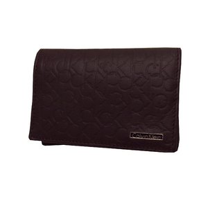 Calvin Klein(カルバンクライン)74286BR　カードケース ブラウン ロゴ型押し