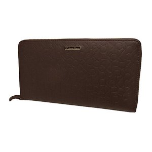 Calvin Klein(カルバンクライン)74287BR ラウンドジップ長財布 ブラウン ロゴ型押し