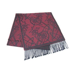 VIVIENNE WESTWOOD（ヴィヴィアンウエストウッド）オーブ柄マフラーF761-003ワイン×ブラック
