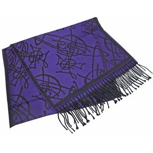 VIVIENNE WESTWOOD（ヴィヴィアンウエストウッド）オーブ柄マフラーF761-013パープル×ブラック