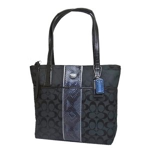 COACH(コーチ)F25706 SLCBK シグネチャーストライプ トートバッグ パイソン