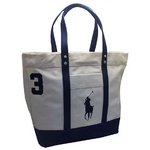 POLO RALPH LAUREN キャンバス トートバッグ BIG PONY 4BC NAT/NWP NV