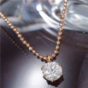 K18PG 0.4ct一粒ダイヤモンドペンダント/ネックレス(18金ピンクゴールドネックレス）185310 約40cm