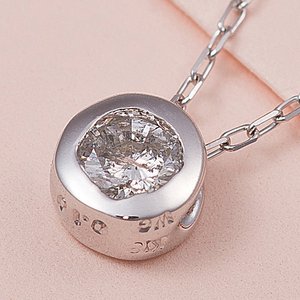 K18WG 0.1ctダイヤモンドフクリンペンダント 商品写真1