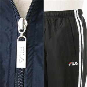 FILA メンズ ラグラン切替ウインド上下セット 0800-4284／ホワイト／ブラック LL