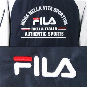 FILA メンズ ラグラン切替ウインド上下セット 0800-4284／ホワイト／ブラック LL