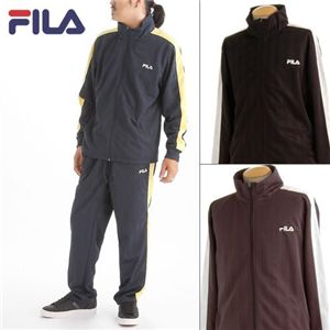 FILA(フィラ) シャドーストライプメンズジャージセットアップ ブラック×グレー L