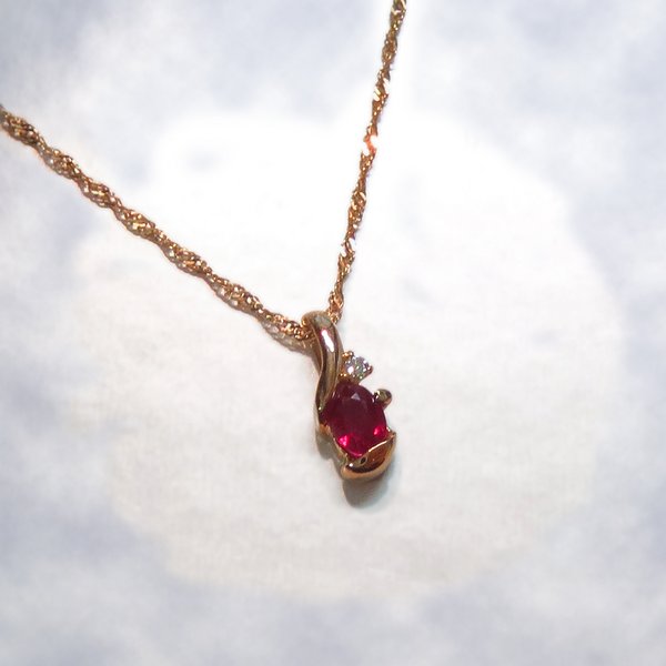 K18PGルビー0.2ct ダイヤモンドペンダント/ネックレスf00