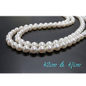 鑑別・ケース付 あこや真珠 7-7.5mm 3点セット ピアスセット(パールネックレス42cm 1本 パールネックレス47cm 1本 パールピアス1ペア 計3点)