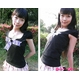 リボン付きパフスリーブTシャツ ブラック - 縮小画像1