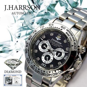 J.HARRISON　8石天然ダイヤモンド付手巻き自動巻きウォッチ シルバー 商品画像
