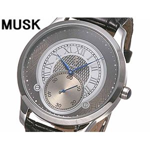 MUSK(ムスク) メンズクラシカル レザーウォッチ MP2198-02 シルバー - 拡大画像