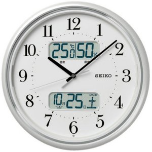 セイコークロック 自動点灯クロック デジタル表示つき電波壁掛け時計KX357W