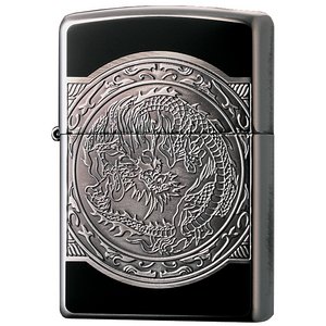 ジッポー(ZIPPO) アンティーククレスト ドラゴン 2SIBK-ACDR ブラック/シルバー