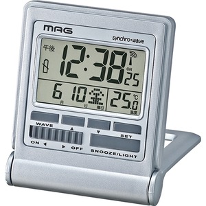 MAG（マグ） 温度表示機能付きデジタル電波時計 シルバー T-714SM-Z/ミネルバ - 拡大画像