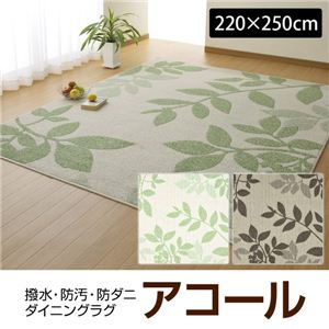 撥水・防汚・防ダニ・ダイニングラグ アコール（151101558K403）（NB） 220×250cm グリーン