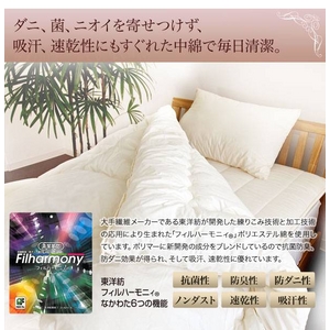 東洋紡フィルハーモニィ抗菌防臭防ダニ吸汗寝具セット ダブル8点 ベージュ 写真2