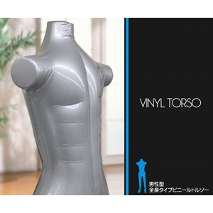 男性型全身タイプビニールトルソー シルバー メンズシャツ・ズボン用 - 拡大画像