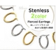 ステンレスピアス オーバルフープ（楕円） SS シルバーカラー