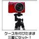 【カメラケース】ソニー アルファ NEX-F3ズームレンズ対応　ネックストラップ付レザーレッド - 縮小画像4