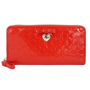 COACH コーチ　エンボスド シグネチャー リキッドグロス アコーディオン ジップアラウンド 長財布
