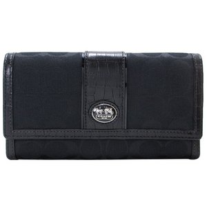 COACH コーチ　サットン シグネチャー チェックブック ウォレット 長財布　