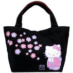 HELLO KITTY　はろうきてぃ　和柄トートバッグ【着物・黒】