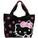 HELLO KITTY　はろうきてぃ　和柄トートバッグ【リボン・黒】