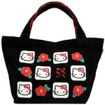 HELLO KITTY　はろうきてぃ　和柄トートバッグ【椿・黒】