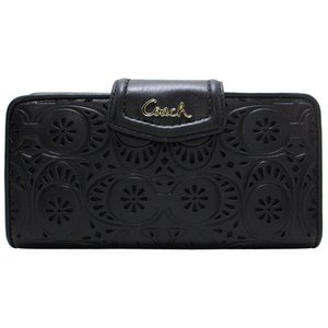 COACH コーチ　アシュレイ レース レザー スリム エンベローブ 長財布　F49295 B4/BK