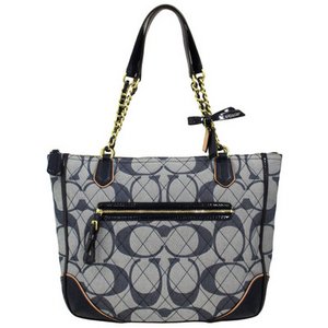 COACH コーチポピー キルテッド シグネチャー デニム スモール チェーン トート トートバッグ　25063 BDENV