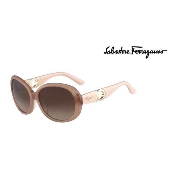 2015年モデル・ガンチーニモデル★フェラガモサングラス(ベージュ系ローズ×【Ferragamo】ゴールドロゴ) f00