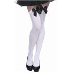 【ハロウィン】 Knee high stocking bow top White with Black bow（ニーハイソックス　白地に黒リボン） 4560320843634