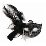 【ハロウィン】 Black Half Venetian Mask V008C（ブラックヴェネチアンマスク） 4560320843696