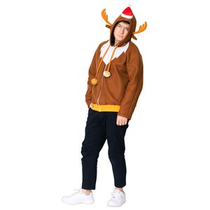 クリスマスコスプレ/衣装 【トナカイパーカー】 メンズ180cm迄 ポリエステル 〔イベント パーティー〕