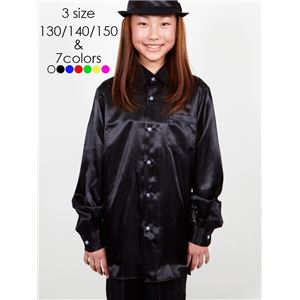 【キッズダンスウェア】Step by Teens Ever サテンシャツ ブラック 150サイズ