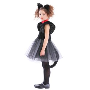 子供用 コスプレ衣装 【プティシャノワール 140サイズ】 カチューシャ チョーカー ワンピース付き ポリエステル 〔ハロウィン〕