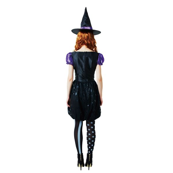 【ハロウィン/魔女衣装/黒&紫】 バルーンウィッチ パープル Ladies