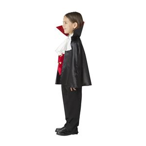 子供用 コスプレ衣装 【ヴァンパイアボーイ 120cmサイズ】 ジャボ ベスト マント付き ボタン仕様 ポリエステル 〔ハロウィン〕