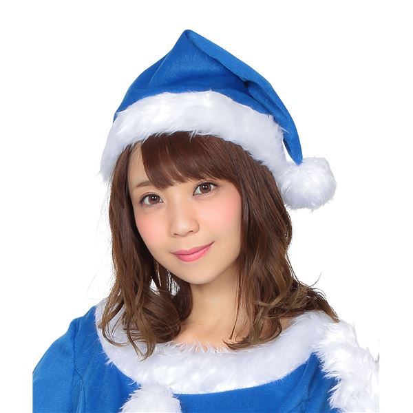 クールな可愛さを求めるなら青色!サンタ帽子 ブルー