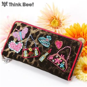 Think Bee!（シンクビー!）ラメペレポンド ラウンド財布 レオパード - 拡大画像