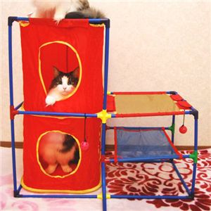 スポーツペット・猫(キャット)タワー キャットランド (キャット)プレイセンター/赤