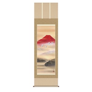 山水掛軸　『赤富士飛翔』 - 拡大画像