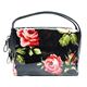 ローズ柄手提げ付ポーチ ブラック