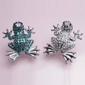 クリスタルカエルブローチ グリーン