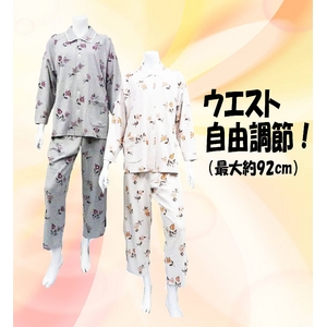 婦人用 花柄パジャマ（グレー Mサイズ） - 拡大画像