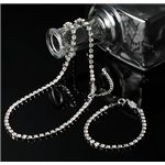 スワロフスキークリスタルガラス テニスブレス(ブレスレット)&ネックレスセット 3500-プラチナ
