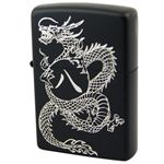 ZIPPO（ジッポ） DORAGON マットブラック 銀サシ仕上げ marukai2bks8ryu ブラック×シルバー