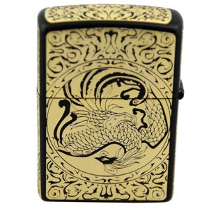 ZIPPO（ジッポ） PHOENIX マットブラック 金サシ仕上げ 5面加工 marukai2bkgenp ブラック×ゴールド